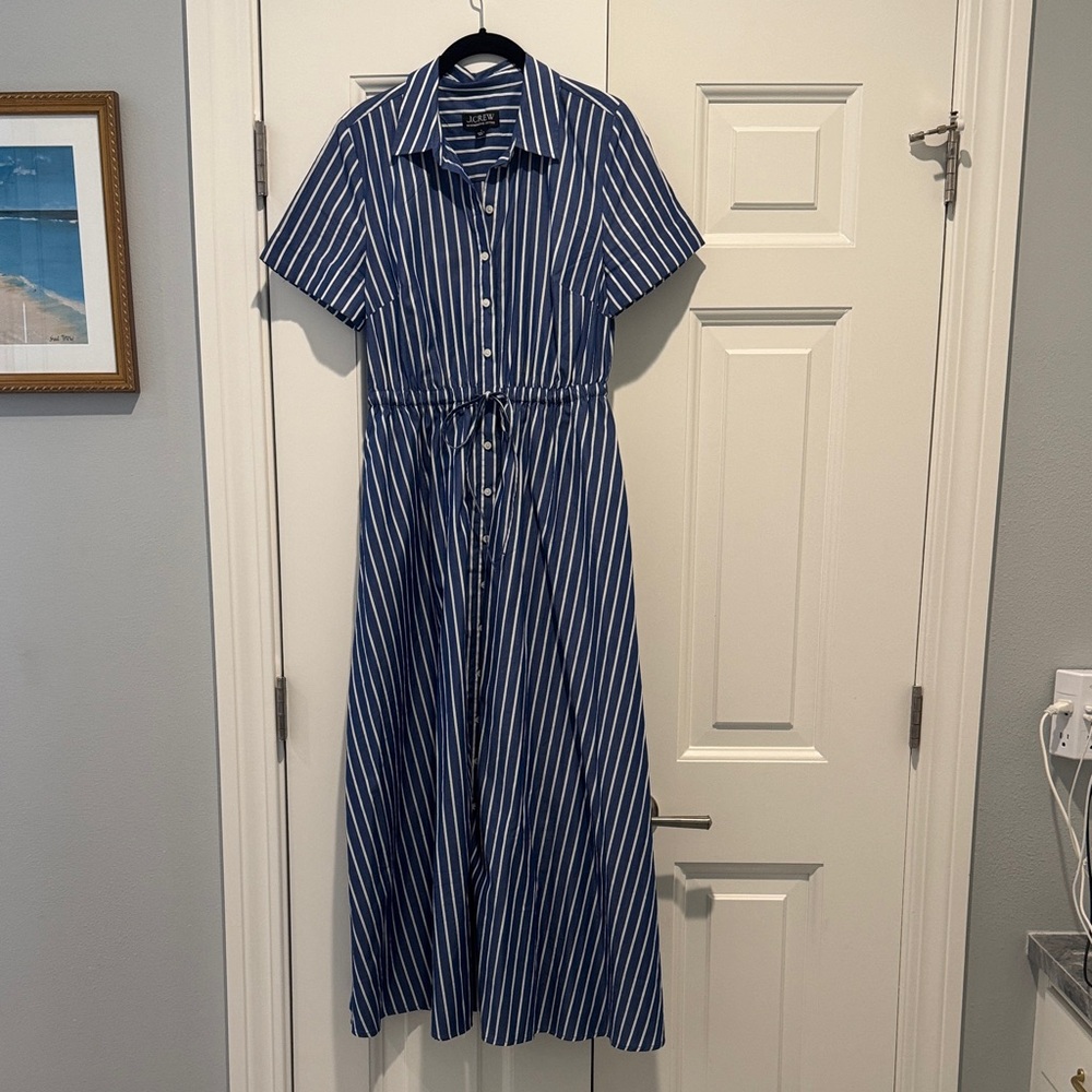 J. Crew Blue and White Striped Maxi Dress